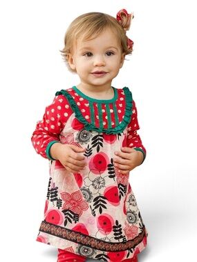 Matilda Jane Under The Tree Dress Pink & Red Floral Size 12-18 months